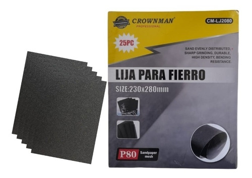 Lijas Para Fierro /25 Piezas/ Crownman 230mm X 280mm