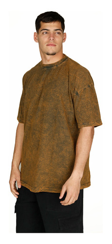 Remera Manga Corta Over Brown Washed 