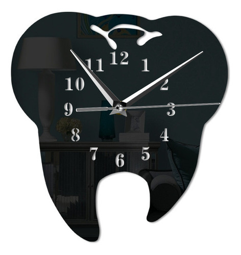 Reloj De Pared 3d Creative Teeth Con Espejo Acrílico Home De