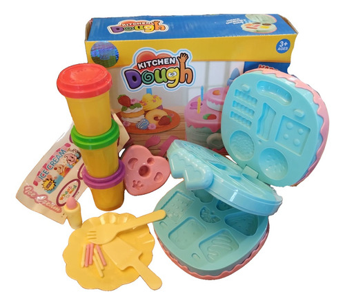 Juego De Masas Cocina Con Moldes Y Tres Potes De Masa Color Variado