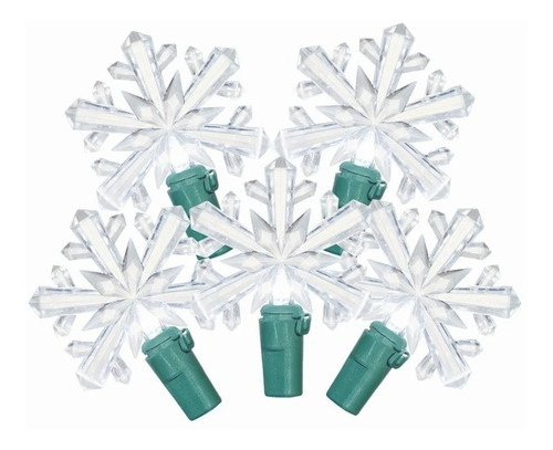 Serie Navidad 50 Luces Copo De Nieve Blanco De 4,4m Navideña