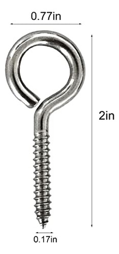 Ganchos De Tornillo Acero Inoxidable 2puLG 40 Pzs.