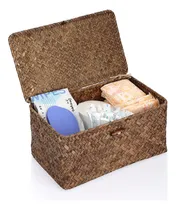 Comprar Canasta De Mimbre Sumnacon Con Tapa, Cesta Tejida Rectangula
