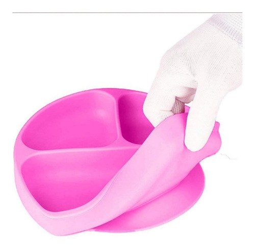 Plato Con Divisiones Y Cuchara De Silicón Papubaby Para Bebés Rojo