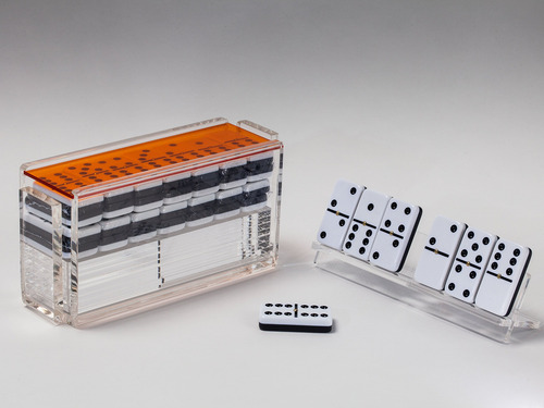 Juego De Dominó Moderno Double Six Jumbo Con Soportes,