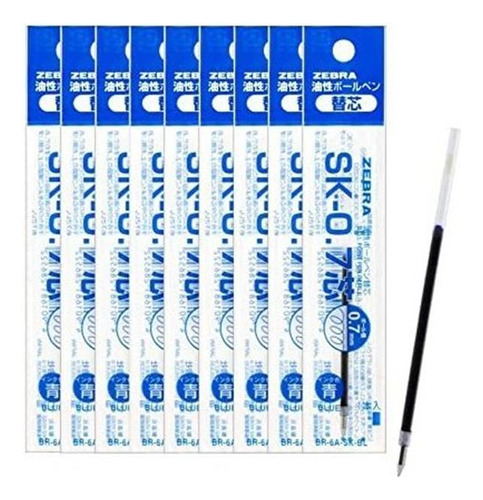 10pcs Cebra Sk-0,7 0,7 Mm De Recarga (box Set) - Tinta Azul