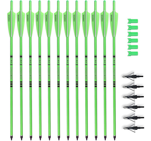 Kit De 12 Flechas De Ballesta De Carbono Fluo De 20 Pulgadas