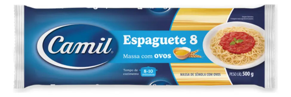 Macarrão Espaguete Nº 8 Com Ovos Camil 500g