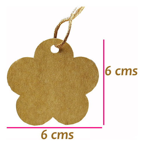 200 Etiquetas Kraft Flor 6x6 Cms P/ Regalo Moños Mod 514