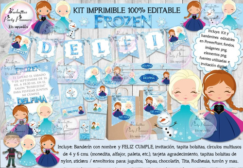 Kit Imprimible Candy Bar Frozen 3 100% Editable