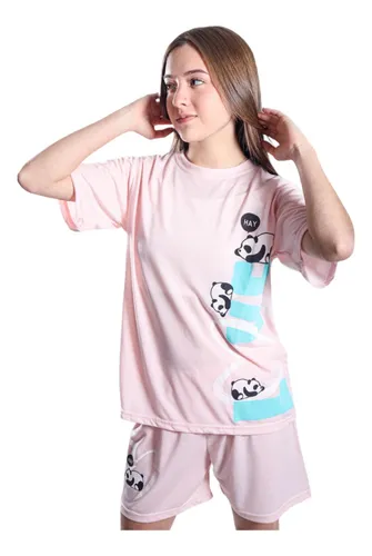 Pijama Mujer Polera Manga Corta Y Short Dise o Ositos Pandas