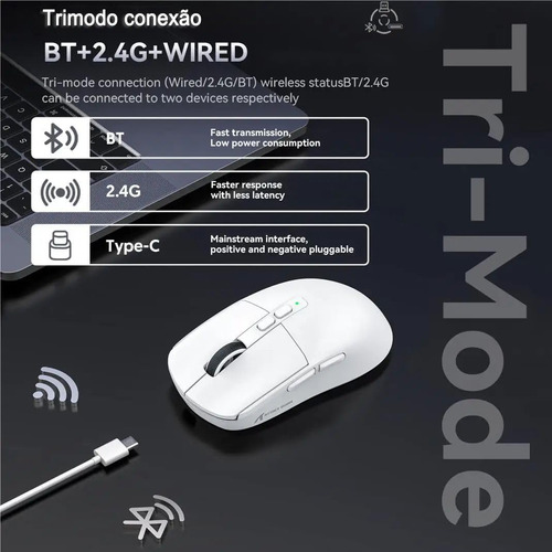 Ratón Gamer Attack Shark X6 Paw3395 Trimodo 26000 Dpi + Dock