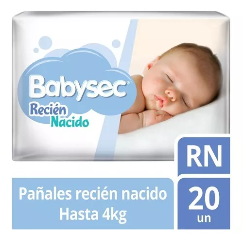 Babysec Recien Nacido Super Suave X 20 Un. Hasta 4 Kg.