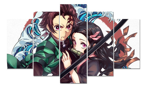 Cuadro - Poster - 5 Piezas 135 X 80 Cm - Kimetsu No Yaiba