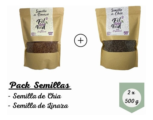 Imagen 1 de 4 de Semilla De Linaza + Chia 500 Grs  C/u - Pack  Fit And Food