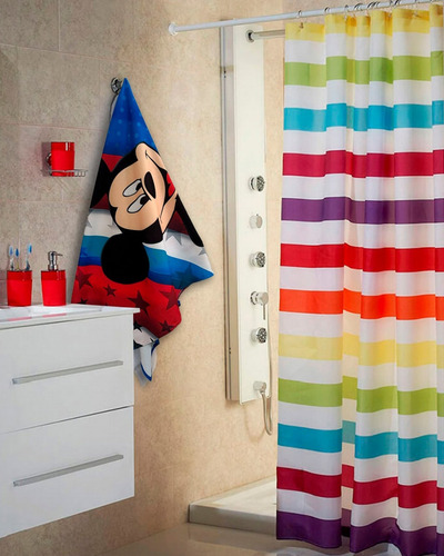 Toalla De Baño Diseño Mickey Mouse 155x85 Microfibra Suave Azul Mickey Mouse