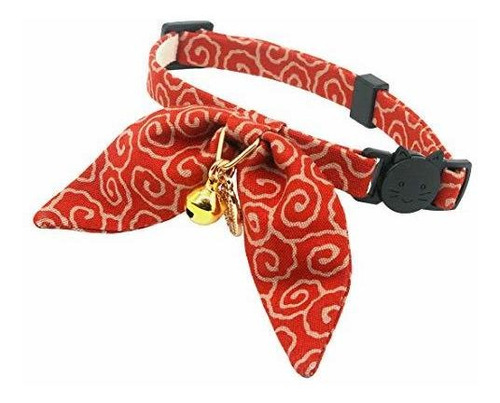 Petsokoo Cute Bunny Ears Bowtie Cat Collar With Bell, Ancien