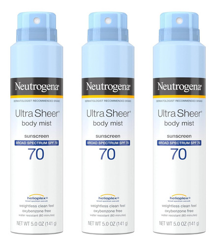 Neutrogena Ultra Sheer Body Mist Spray De Proteccion Spf 70