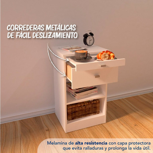 Imagen 5 de 8 de Mesa De Luz Con Desayunador Centro Estant Blanca