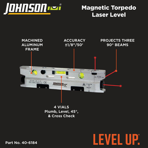 Nivel Láser Johnson Level Tool 40-6184 Torpedo Magnético