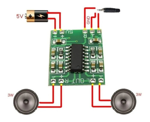 Kit 5 Placas Mini Amplificador Digital 3w+3w Pam8403
