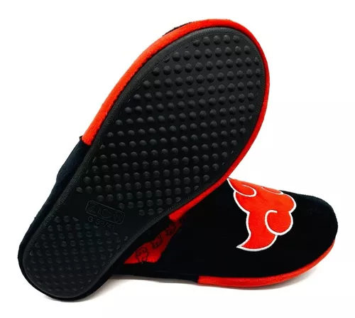 Pantufa Chinelo De Quarto Nuvens Akatsuki Oficial Naruto (Preto,  br_footwear_size_system, adult, numeric_range, numeric_33, numeric_35)