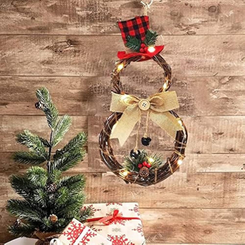 Decoração De Guirlanda Natal Com Boneco Neve Em Ledpara Casa