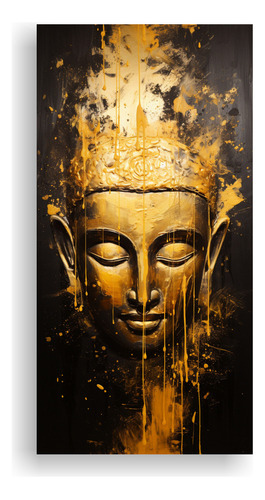 40x20cm Cuadro Decorativo Abstracto Buddha Dorado Amarillo N
