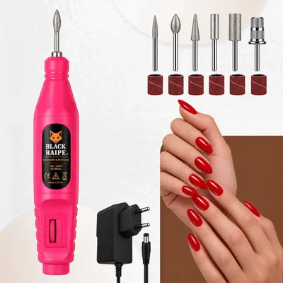 Lixadeira Elétrica Profissional para Unhas de Gel e Acrigel Black Raipe, Bivolt
