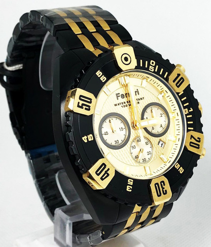 Relogio Grande Masculino Dourado Ferrari Fer7305