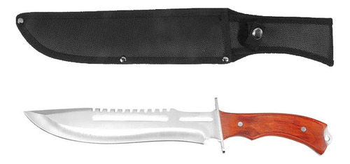 Cuchillo Monte Táctico Navaja Mango De Madera 41 Cm Militar Supervivencia Caza Y Pesca Hoja Acero Inoxidable 420 Incluye Funda De Nylon