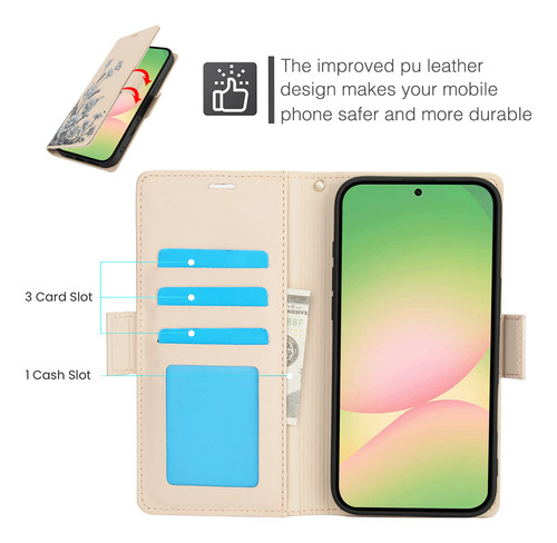 Funda De Piel Con Tapa Tipo Cartera Para Samsung Galaxy A56 A36 A26 A16 A06