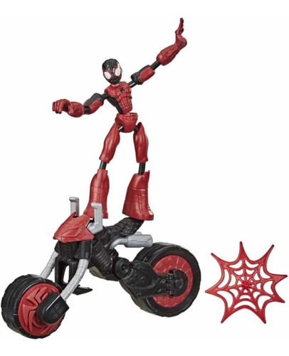 Juguete Spiderman Plegable Y Flexible Con Motocicleta