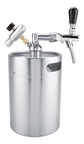 Mini Barril De Aço Inoxidável De 5l, Com Torneira Pressuriza