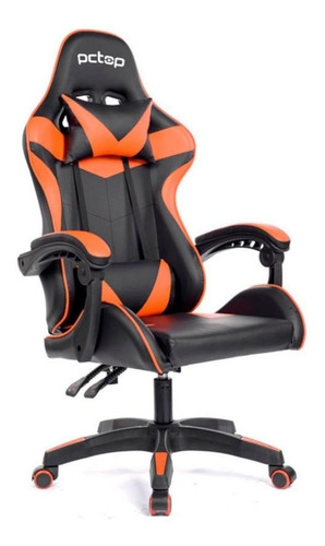 Imagem 2 de 3 de Cadeira de escritório Pctop Strike 1005 gamer preta e laranja com estofado de couro sintético