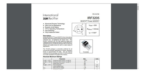 Imagen 3 de 6 de Transistor Mosfet Canal N Irf3205 55v 110a