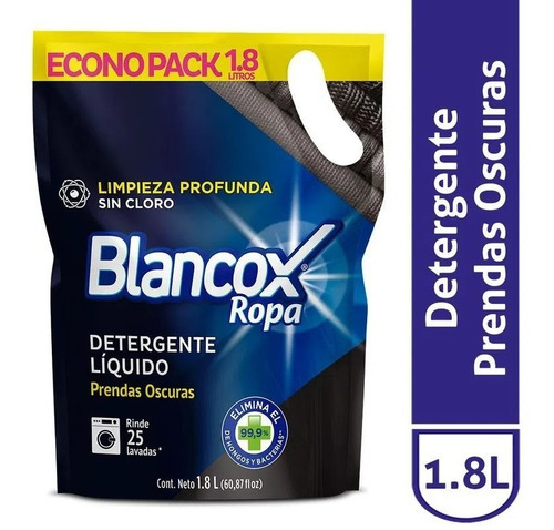 Detergente Liquido Blancox 1800 Ml Doypack Ropa Oscura