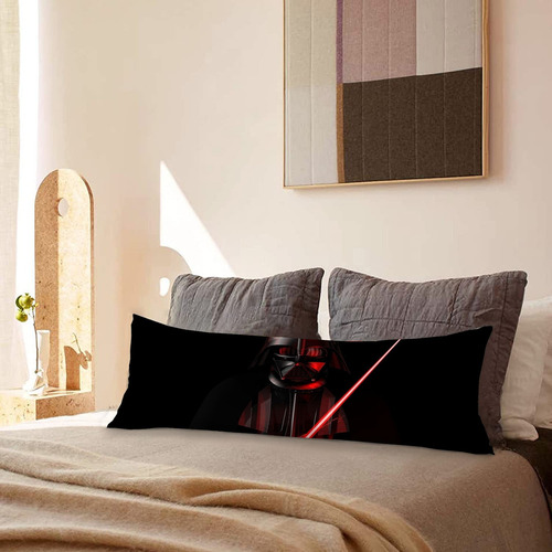 Cojin Almohada Larga Darth Vader Cara Sable Rojo 35x100cm Diseño De La Tela Lisa