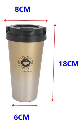N Taza Café Aislada Con Tapa Acero Inoxidable Amarillo 500ml