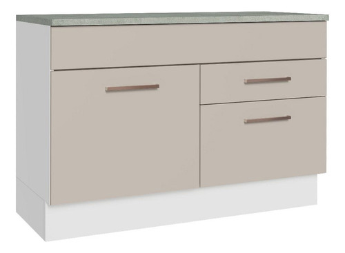 Gabinete Bajo Cocina Madesa Agata 120cm Con Encimera Bc Color Blanco/Crema