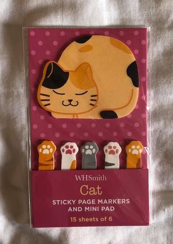 Cat Sticky Pages Markers Papelaria Inglesa Whsmith