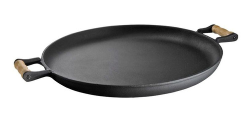 Frigideira Paella Ferro Fundido Sem Tampa Alças Madeira 48cm