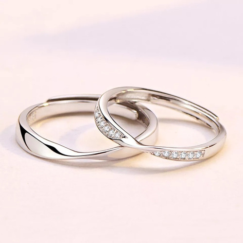 Imagen 6 de 6 de Anillos Plata Parejas Compromiso Amor Ilusion 925 Matrimonio