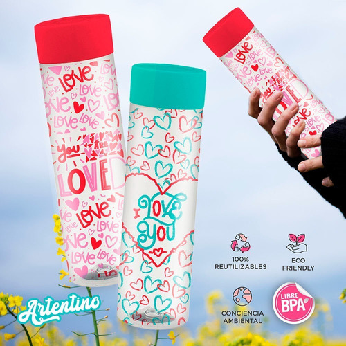 Imagen 4 de 9 de 2 Botella Deportiva Agua Regalo Día Enamorados San Valentin