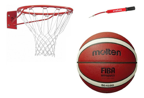 Pelota De Básquet Prof Molten B6g4500 + Aro N°7 + Inflador