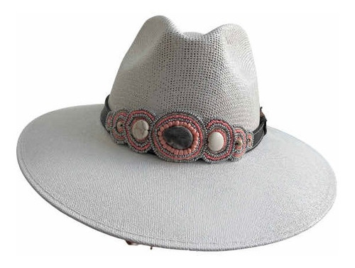 Sombrero Panamá Para Dama Con Piedras Naturales