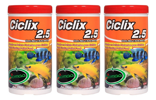 3 Alimento Comida Para Ciclidos 500g Ciclix 2.5mm