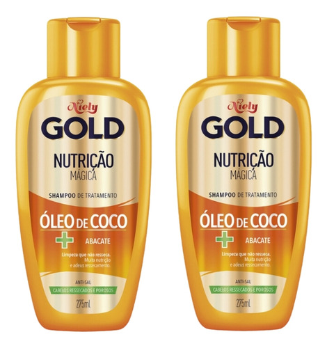 Shampoo Niely Gold 275ml Nutriçao Poderosa - Kit C/2un