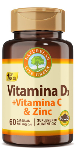 Vitamina D3 + Vitamina C & Zinc 400 Iu 60 Cápsulas Naturelab Sabor Sin sabor