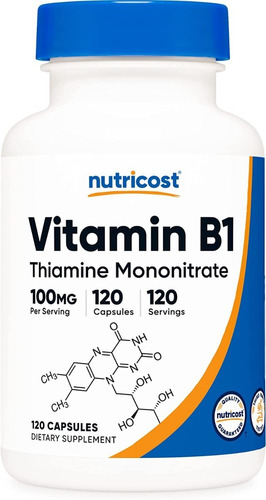 Vitamina B1 100mg (120 Cápsulas) Mononitrato Nutricost